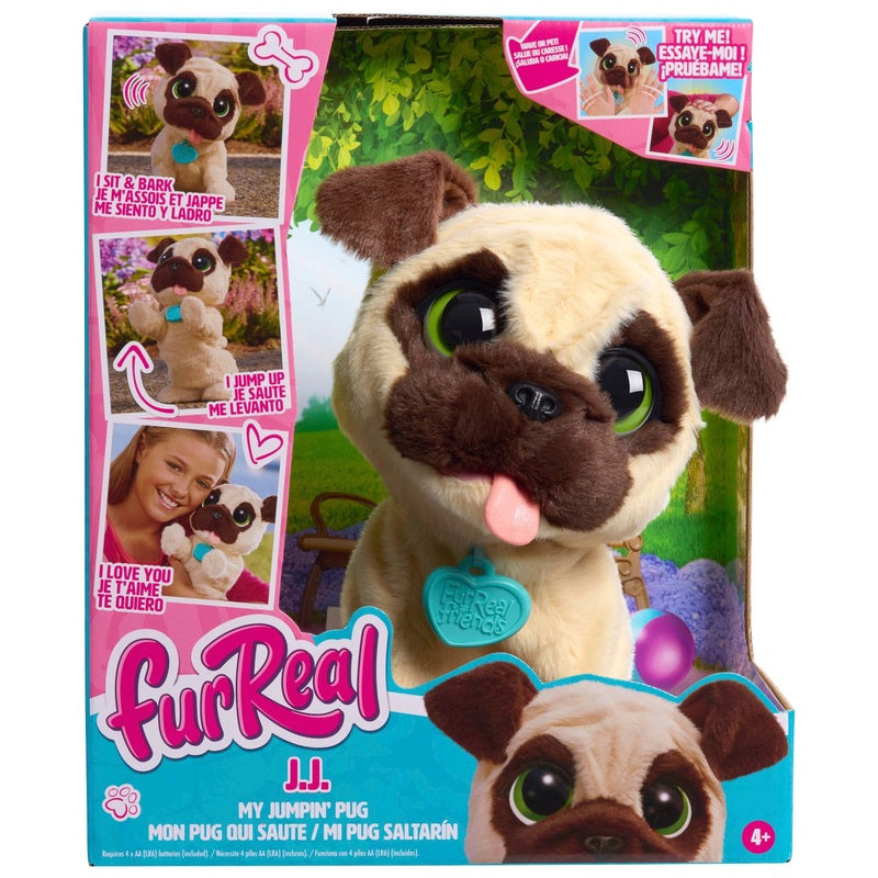 FurReal JJ My Jumpin' Pug Interactive Plush Pet Toy + Free Activity Book