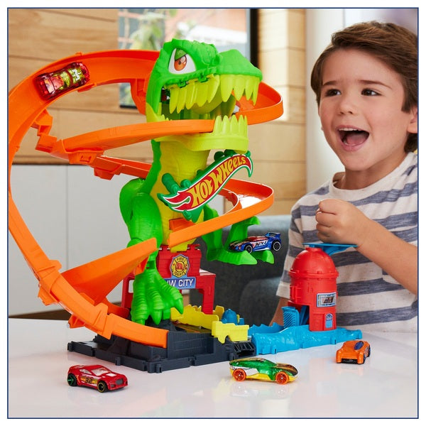 Hot Wheels City T-Rex Blaze Battle Set