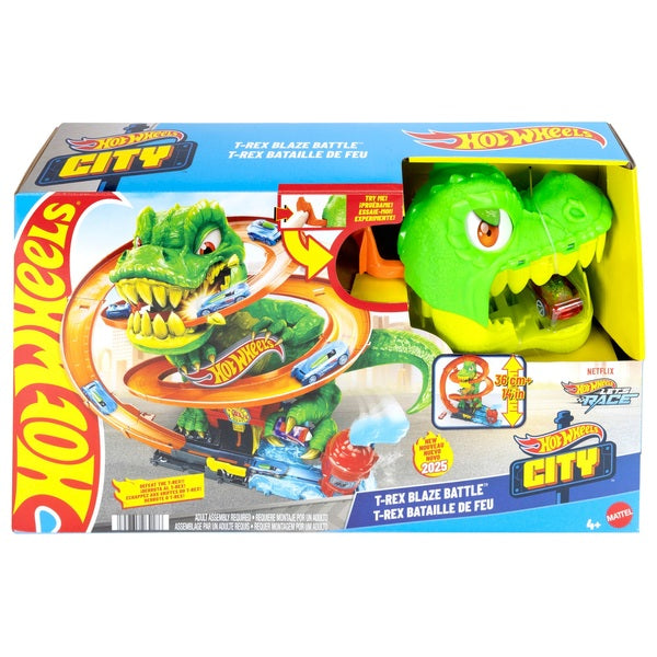 Hot Wheels City T-Rex Blaze Battle Set