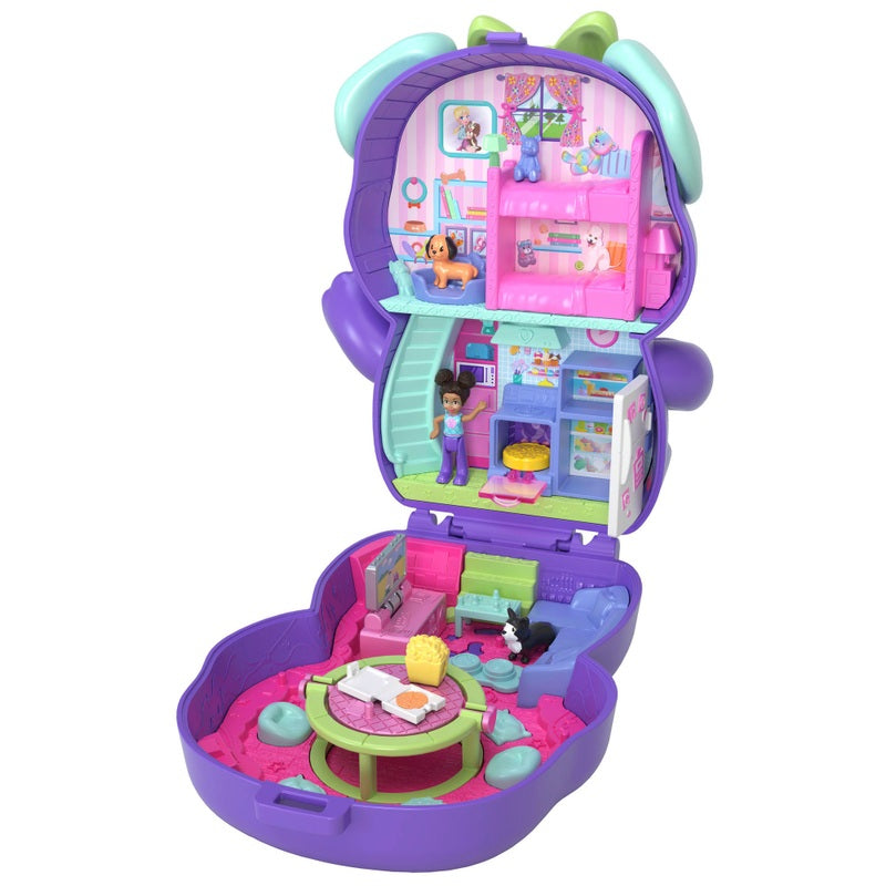 Polly Pocket Sleepover Puppy Compact Playset + Free Activity Book