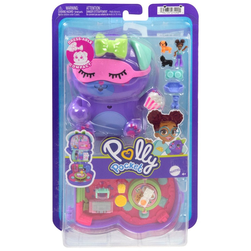 Polly Pocket Sleepover Puppy Compact Playset + Free Activity Book