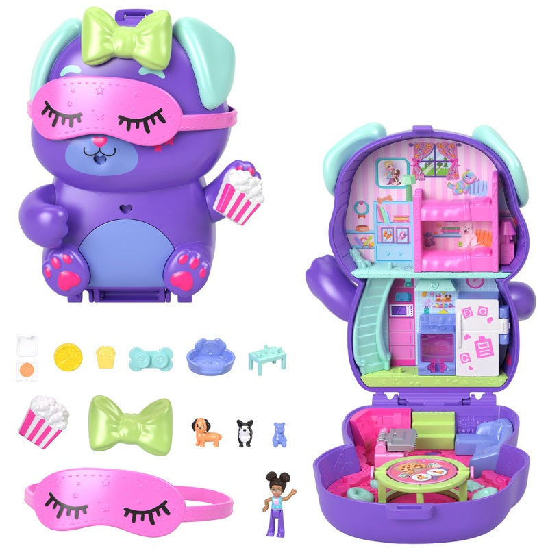 Polly Pocket Sleepover Puppy Compact Playset + Free Activity Book