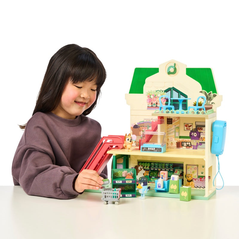 Bluey Supermarket Playset with Sounds + Free Activity Book