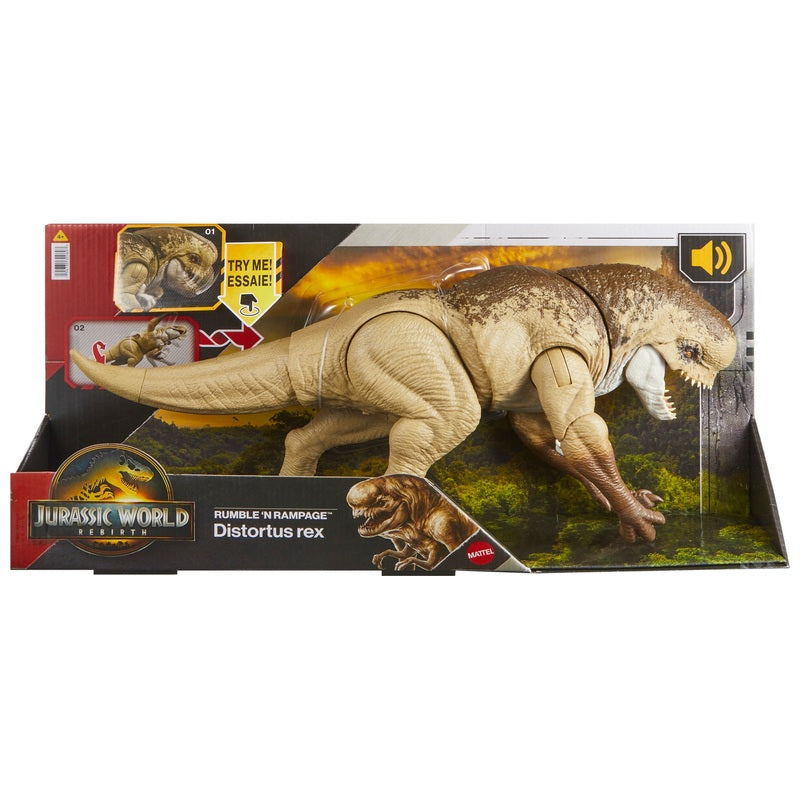 Jurassic World Rebirth Rumble ’n Rampage Distortus Rex Dinosaur Figure + Free Activity Book