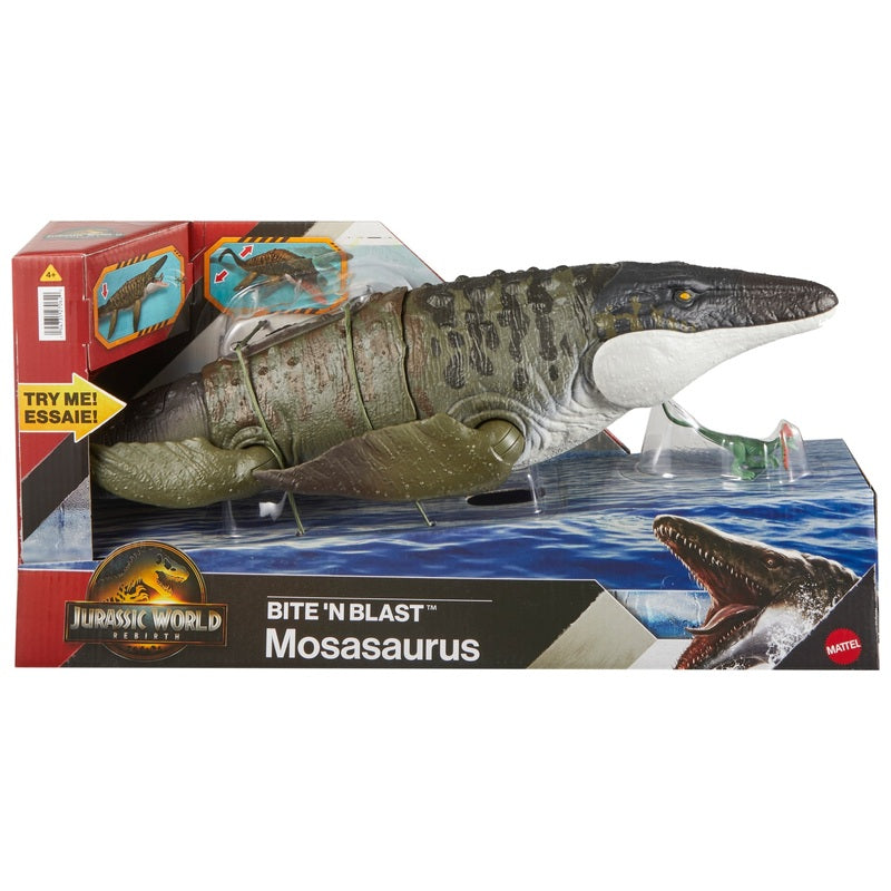 Jurassic World Bite 'N Blast Mosasaurus Figure + Free Activity Book