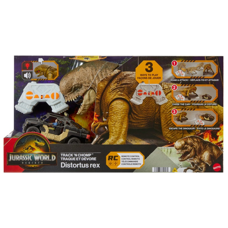 Jurassic World Rebirth Remote Control Track ’n Chomp Distortus Rex Dinosaur + Free Activity Book