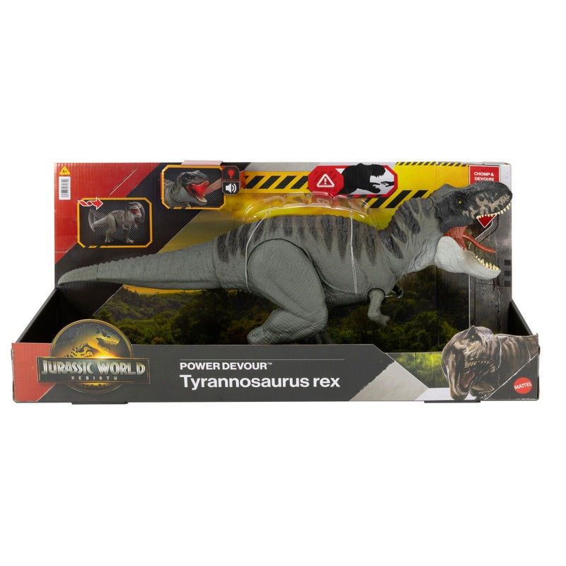 Jurassic World Rebirth Power Devour T-Rex Dinosaur Action Figure + Free Activity Book