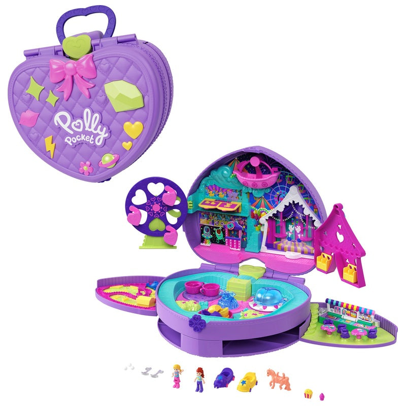 Polly Pocket Go Tiny! Backpack Compact Theme Park + Free Activity Book