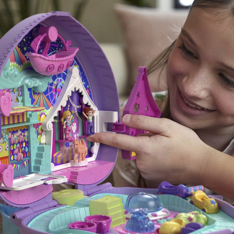 Polly Pocket Go Tiny! Backpack Compact Theme Park + Free Activity Book