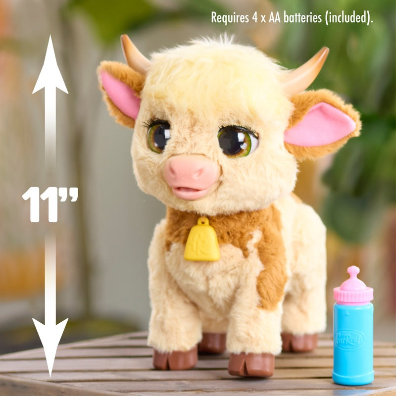 FurReal Maggie the Feed & Follow Cow Interactive Plush Pet Toy + Free Activity Book