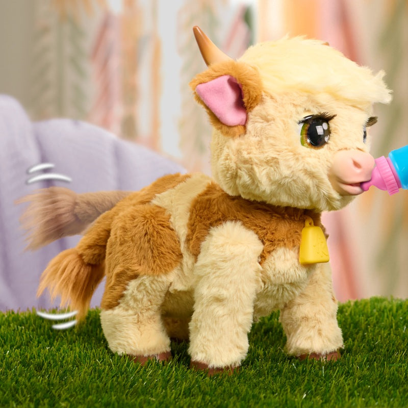 FurReal Maggie the Feed & Follow Cow Interactive Plush Pet Toy + Free Activity Book