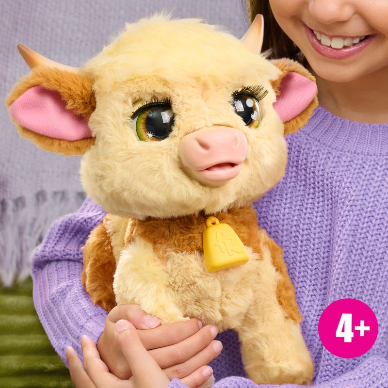 FurReal Maggie the Feed & Follow Cow Interactive Plush Pet Toy + Free Activity Book