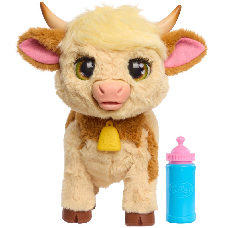 FurReal Maggie the Feed & Follow Cow Interactive Plush Pet Toy + Free Activity Book