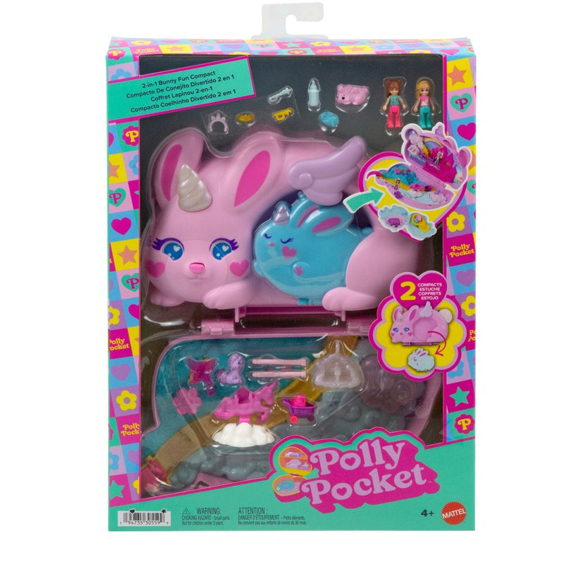 Polly Pocket 2-in-1 Bunny Fun Compact Set + Free Activity Book