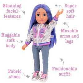 Kids DesignaFriend Fashion Riley Doll - 18inch/46cm With Cool Sticker Sheet