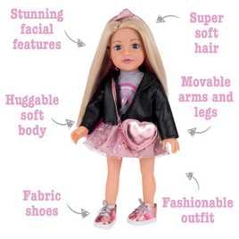 Kids Designafriend Tilly Fashionista Girl Doll with Blonde Hair  18 Inch, Pink Outfit