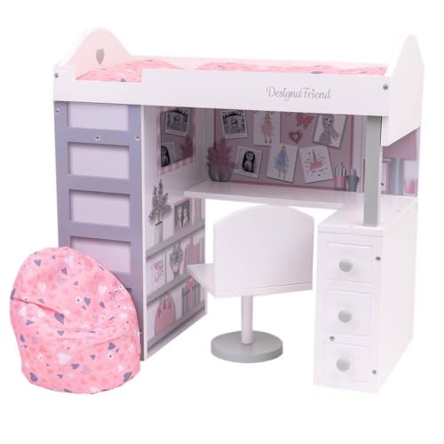 Kids DesignaFriend Wooden All In One Bedroom Playset (Doll Sold Separately)