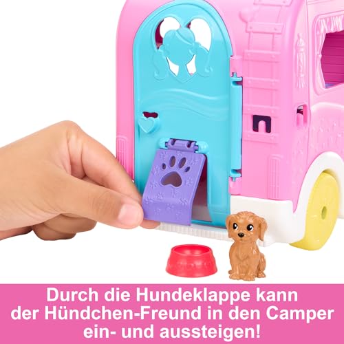 Barbie Camper, Chelsea 2-in-1 Playset with Small Doll 2 Pets & 15 Accessories