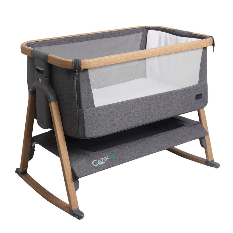 Tutti Bambini Cozee Air Bedside Rocking Crib, Oak & Charcoal