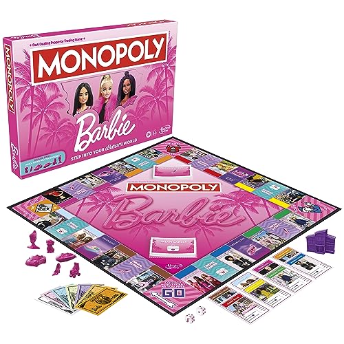 MONOPOLY Barbie Edition Board Game Ages 8+ Fun Family Games