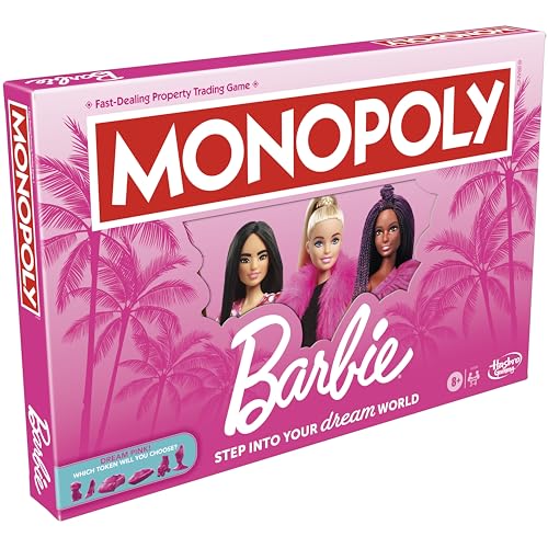 MONOPOLY Barbie Edition Board Game Ages 8+ Fun Family Games