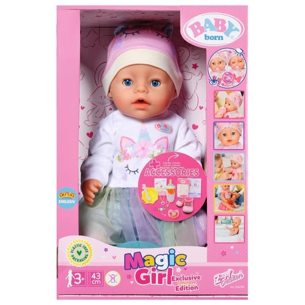 Baby Born Magic Unicorn Baby Doll with Accessories, 43cm, for Ages 3+