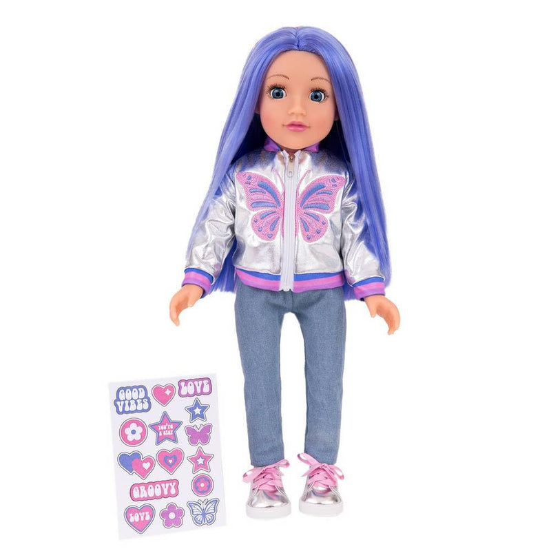 Kids DesignaFriend Fashion Riley Doll - 18inch/46cm With Cool Sticker Sheet