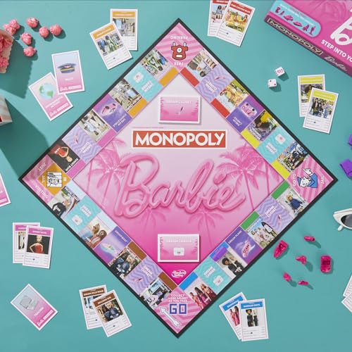 MONOPOLY Barbie Edition Board Game Ages 8+ Fun Family Games