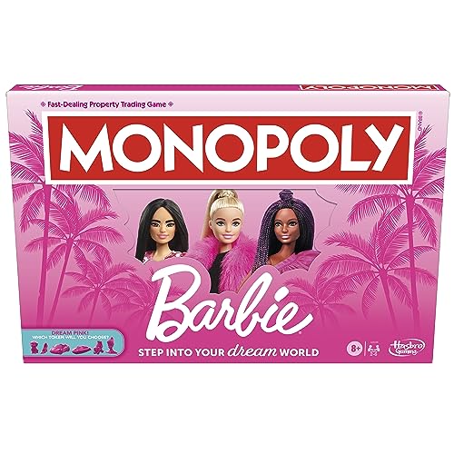 MONOPOLY Barbie Edition Board Game Ages 8+ Fun Family Games