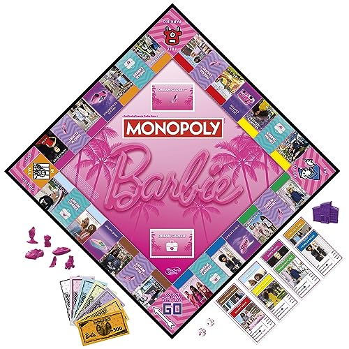 MONOPOLY Barbie Edition Board Game Ages 8+ Fun Family Games