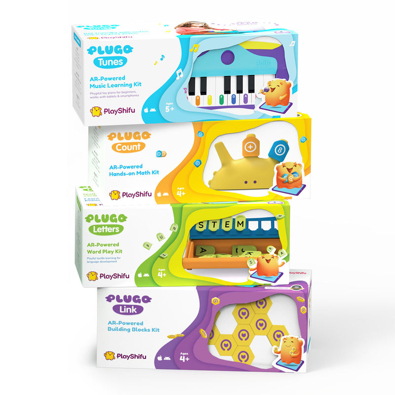 Playshifu Plugo 4-In-1 STEM Pack: Link, Count, Tunes & Letters (3+ Years)