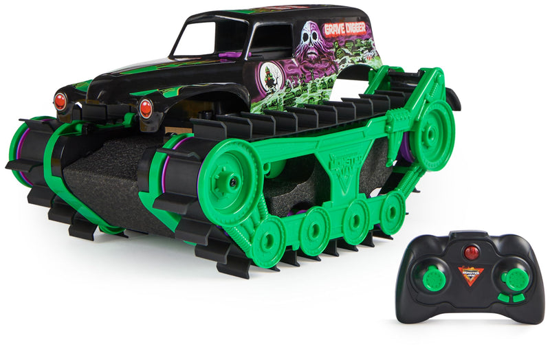 Monster Jam Grave Digger Trax All-Terrain Remote Control Outdoor Vehicle