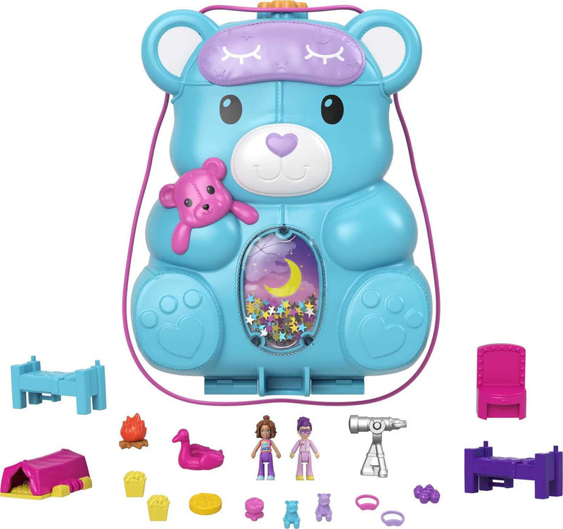 Polly Pocket Teddy Bear Wearable Purse with Micro Dolls and Accessories