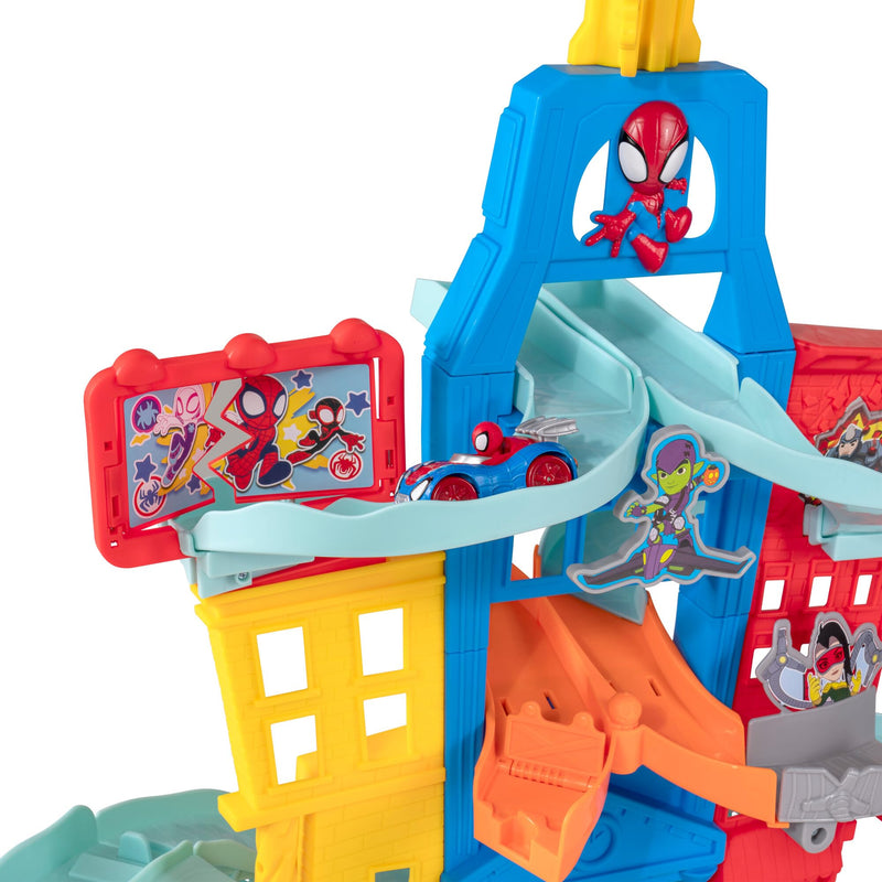 Marvel Spidey and Friends Amazing Metals City Track Playset with Five Vehicles