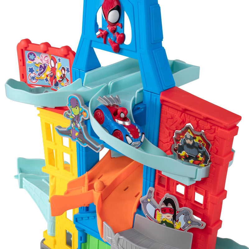 Marvel Spidey and Friends Amazing Metals City Track Playset with Five Vehicles