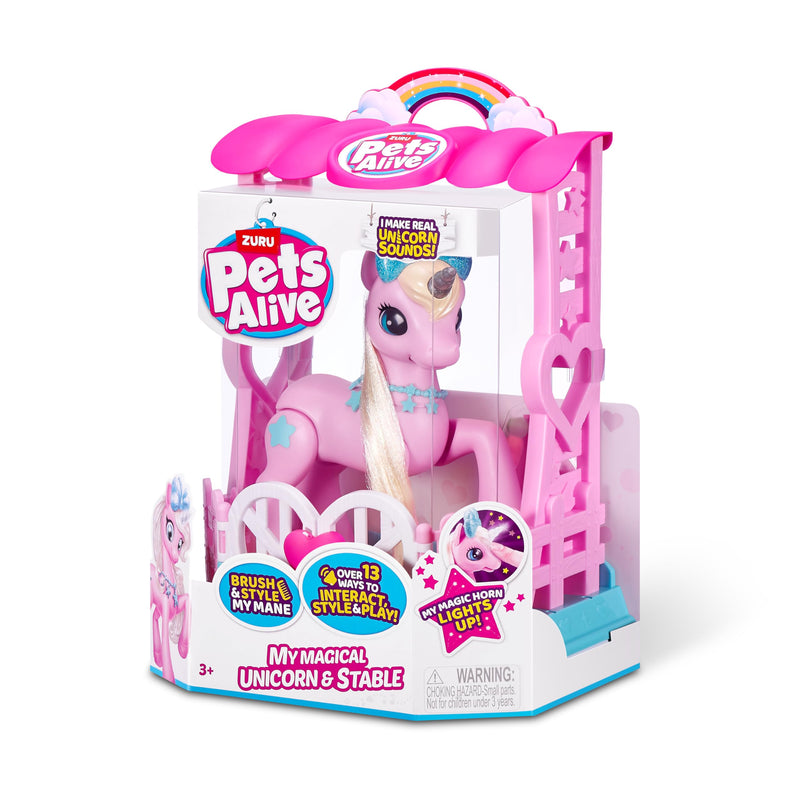 Pets Alive My Magical Unicorn and Stable Interactive Robotic Toy Playset By ZURU