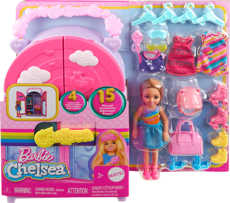 Barbie Chelsea Doll & Closet Toy Playset with 15 Pieces Clothes & Accessories