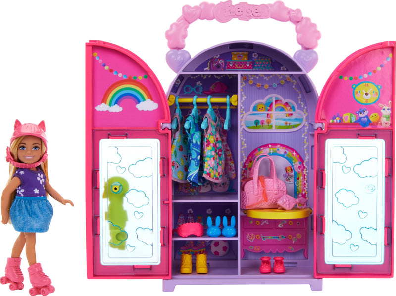 Barbie Chelsea Doll & Closet Toy Playset with 15 Pieces Clothes & Accessories