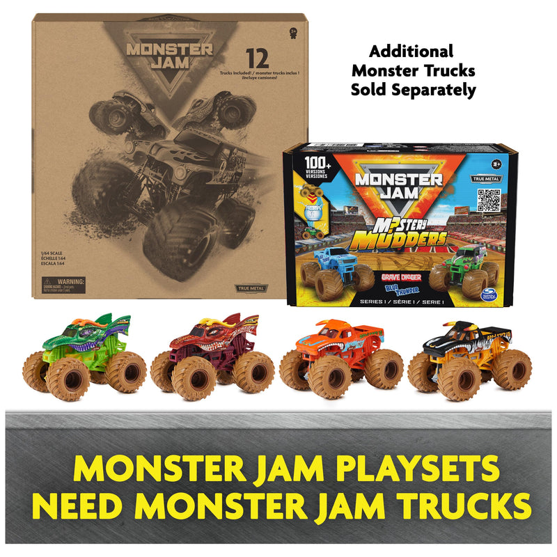 Monster Jam Garage Playset with 1:64 Grave Digger