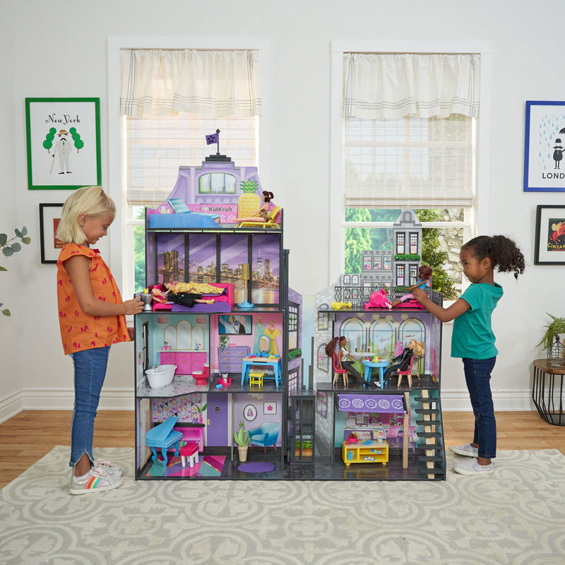 2 in 1 KidKraft Penthouse & Cafe Dollhouse (3+ Years) Playset