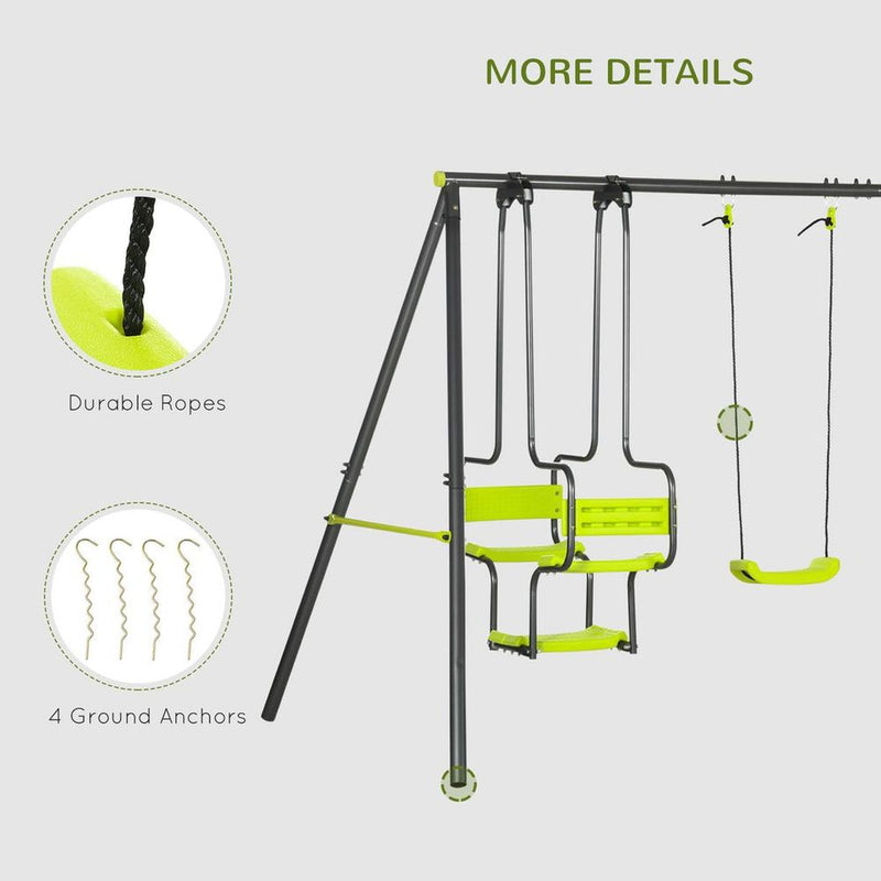 Garden Swing Set with Double Swings Glider Swing Seats for Outdoor