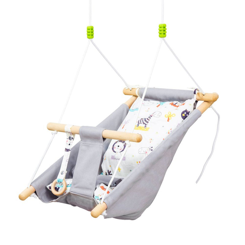 Kids Hammock Swing Chair w/ Cotton Pillow for 6-36 Months, Grey