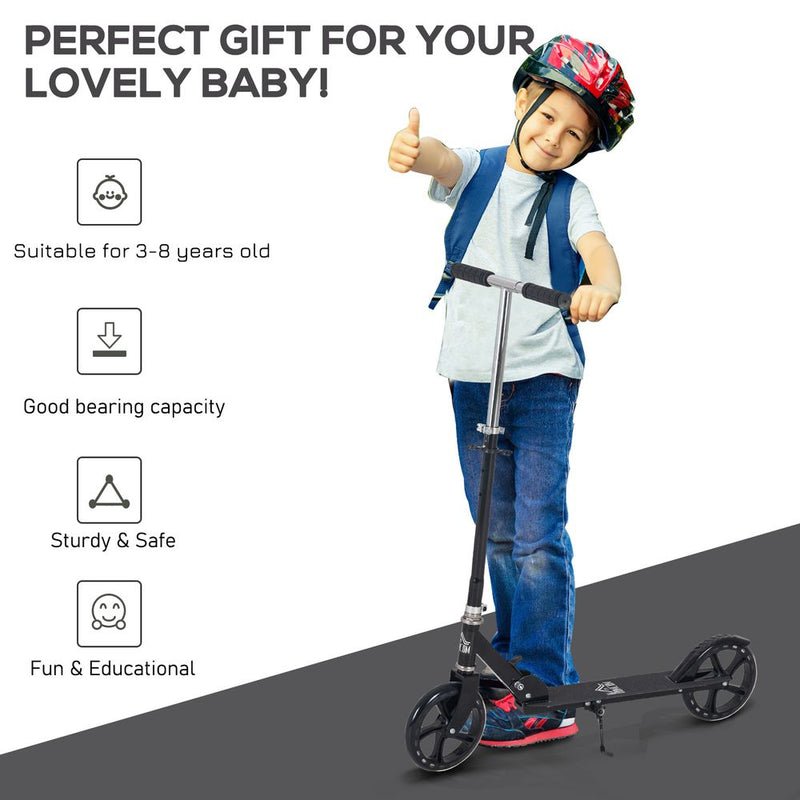 Kids Scooter Ride On Toy Height Adjustable For 7-14 Years Black