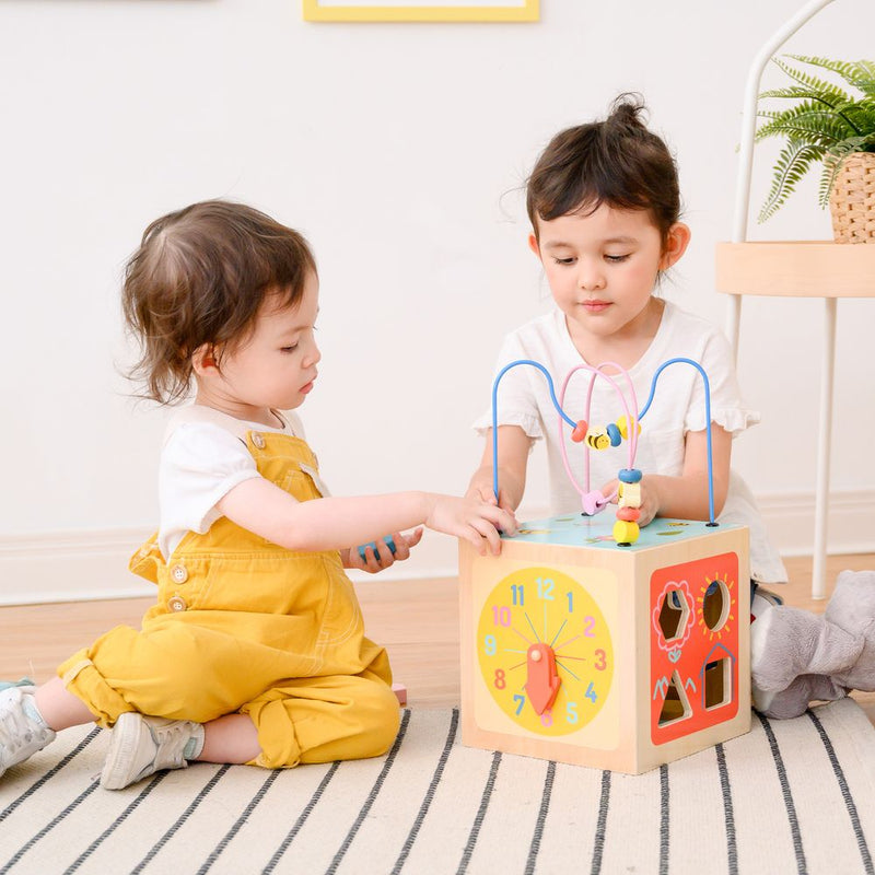 Preschool 5 in 1 Wooden Activity Cube, Educational Toy