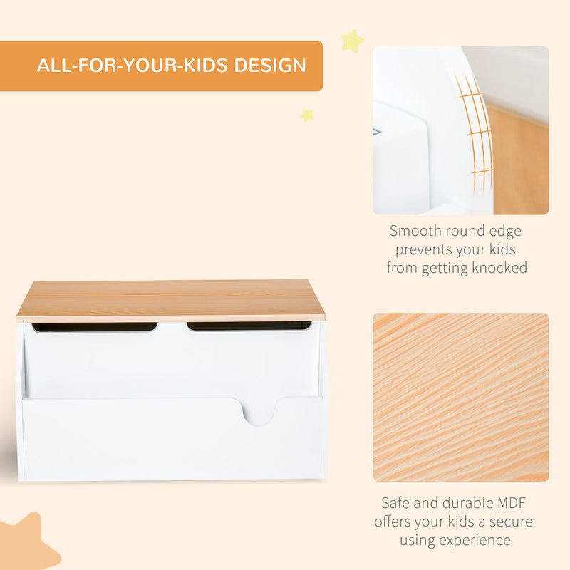 Wooden Kids Toy Box Children Storage Chest Organiser Book Slot White