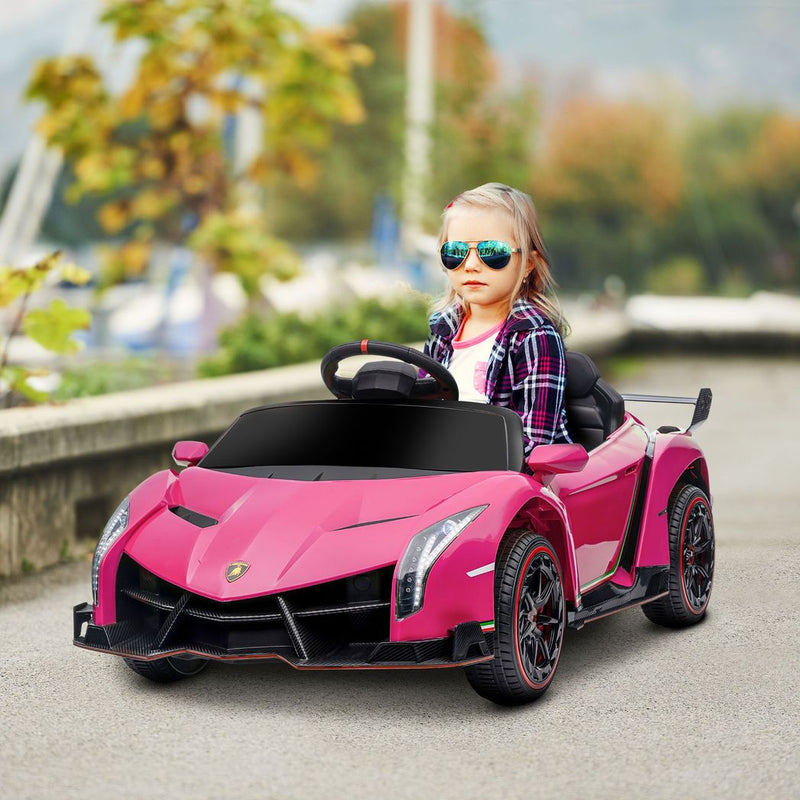 HOMCOM Lamborghini Veneno Licensed Electric Ride-on Car with Remote- Pink