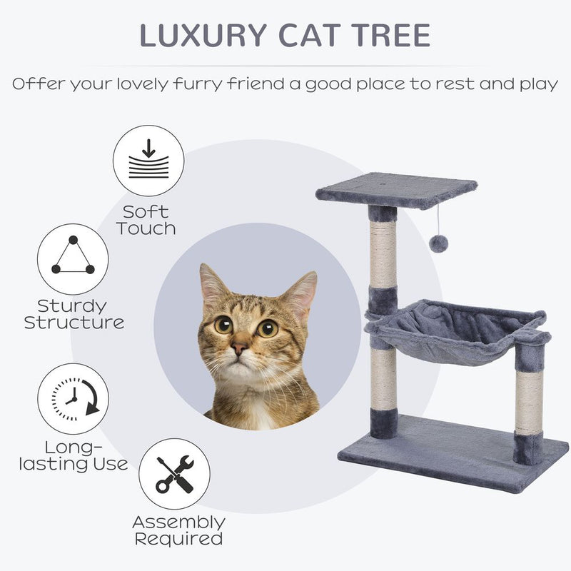 Cat Tree Scratching Posts  Natural Sisal Hammock Bed Kitty Activity Center 70Hcm