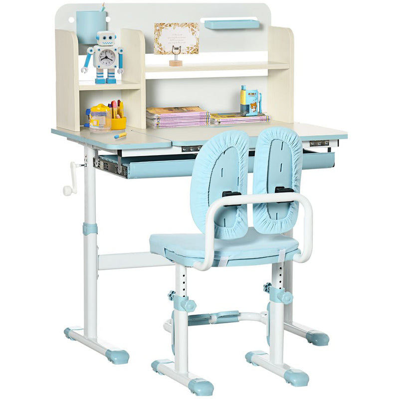 Height Adjustable Kids Desk and Chair Set for Ages 3-12Yrs - Blue