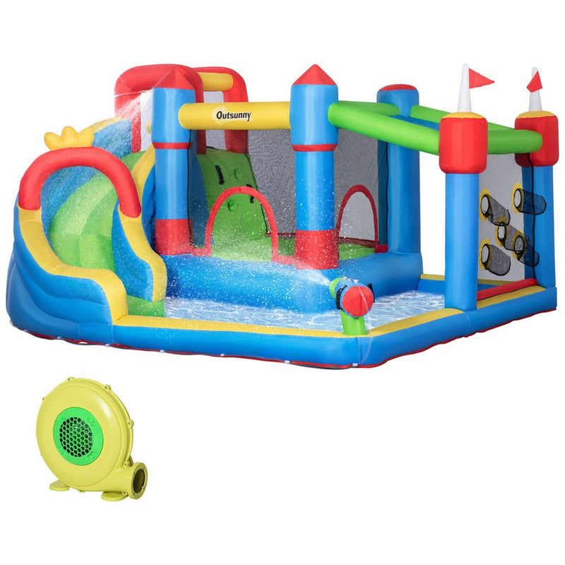 Kids Inflatable Bouncy Castle 6 in 1 Water Slide Water Gun Air Blower