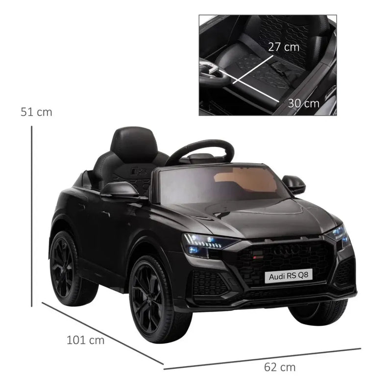 Audi RS Q8 6V Kids Electric Ride On Car Toy w/ Remote USB MP3 Bluetooth Black